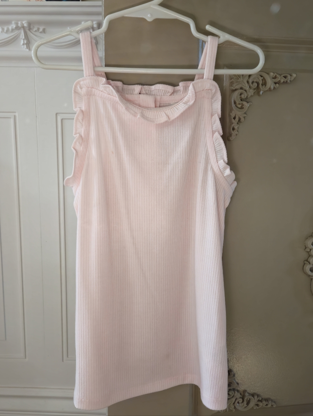 Janie and Jack Pale Pink Ribbed Ruffle Tank